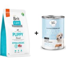 Brit Care Hypo-Allergenic Tüm Irklar için Kuzulu 3 kg Yavru Köpek Maması + Chefs Choice Kuzu Etli Tahılsız 400 gr Yavru Köpek Yaş Maması