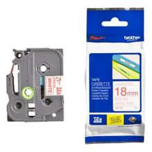 Brother Tze-242 18 mm Beyaz Üzeri Kırmızı Laminasyonlu Etiket