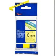 Brother TZE-611 6 mm Sarı Üzerine Siyah Laminasyonlu Muadil Etiket