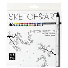Bruno Visconti 30-0116 Sketch Art Kalın Gövde 4 mm Grafit 36 Renk Profesyonel Kuru Boya Seti