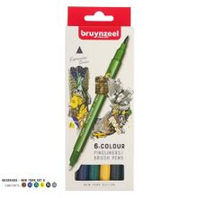 Bruynzeel 60325406 6'lı Fineliner-Brush New York Çift Taraflı Kalem Seti