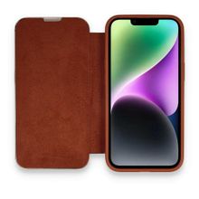 BSSM Dolpin Kapaklı - Kahverengi iPhone 14 Pro Max Kılıf