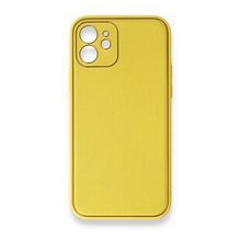BSSM iPhone 12 Coco Deri Silikon Kapak Sarı Siyah İnci Kılıf
