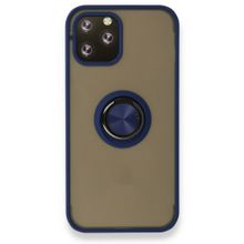 BSSM iPhone 12 Pro Max Montreal Yüzüklü Silikon Kapak Lacivert Siyah İnci Kılıf
