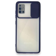 BSSM Lacivert Samsung Galaxy A71 Palm Buzlu Kamera Sürgülü Silikon Kılıf