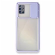 BSSM Lila Samsung Galaxy A71 Palm Buzlu Kamera Sürgülü Silikon Kılıf