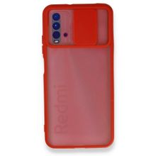 BSSM Palm Buzlu Kamera Sürgülü Silikon - Kırmızı Xiaomi Redmi 9T Kılıf