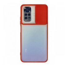 BSSM Palm Buzlu Kamera Sürgülü Silikon - Kırmızı Xiaomi Redmi Note 11 Kılıf