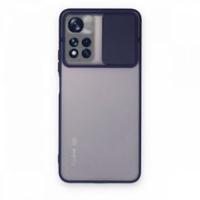 BSSM Palm Buzlu Kamera Sürgülü Silikon - Lacivert Xiaomi Redmi Note 11T Kılıf