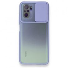 BSSM Palm Buzlu Kamera Sürgülü Silikon - Lila Xiaomi Redmi Note 10 Kılıf