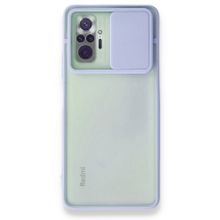 BSSM Palm Buzlu Kamera Sürgülü Silikon - Lila Xiaomi Redmi Note 10 Pro Kılıf