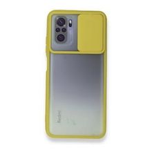 BSSM Palm Buzlu Kamera Sürgülü Silikon - Sarı Xiaomi Redmi Note 10 Kılıf
