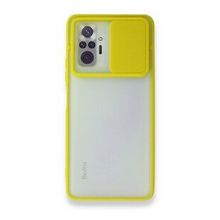 BSSM Palm Buzlu Kamera Sürgülü Silikon - Sarı Xiaomi Redmi Note 10 Pro Kılıf