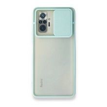 BSSM Palm Buzlu Kamera Sürgülü Silikon - Turkuaz Xiaomi Redmi Note 10 Pro Kılıf
