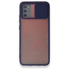 BSSM Samsung Galaxy A03S Palm Buzlu Kamera Sürgülü Silikon Lacivert Kılıf