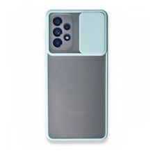 BSSM Samsung Galaxy A33 5G Palm Buzlu Kamera Sürgülü Silikon Turkuaz Kılıf