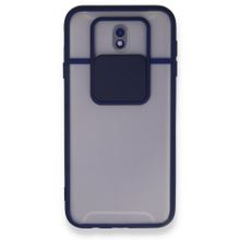 BSSM Samsung Galaxy J7 Pro J730 Palm Buzlu Kamera Sürgülü Silikon Lacivert Kılıf