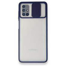 BSSM Samsung Galaxy M51 Palm Buzlu Kamera Sürgülü Silikon Lacivert Kılıf