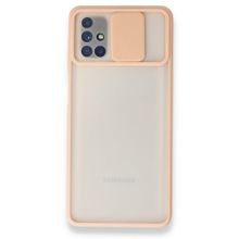 BSSM Samsung Galaxy M51 Palm Buzlu Kamera Sürgülü Silikon Pembe Kılıf