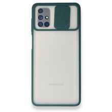 BSSM Samsung Galaxy M51 Palm Buzlu Kamera Sürgülü Silikon Yeşil Kılıf