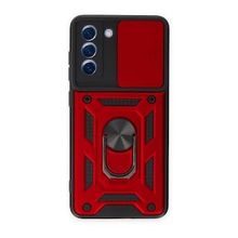 BSSM Samsung Galaxy S21 FE Pars Lens Yüzüklü Silikon Kırmızı Kılıf
