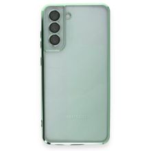 BSSM Samsung Galaxy S21 FE Razer Lensli Silikon Yeşil Cep Telefonu Kılıfı