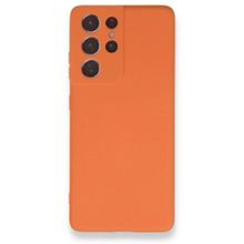 BSSM Samsung Galaxy S21 Ultra Nano İçi Kadife Silikon Turuncu Kılıf