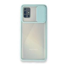 BSSM Turkuaz Samsung Galaxy A71 Palm Buzlu Kamera Sürgülü Silikon Kılıf