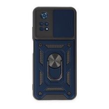 BSSM Xiaomi Poco M4 Pro 4G Pars Lens Yüzüklü Silikon Lacivert Cep Telefonu Kılıfı