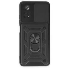 BSSM Xiaomi Poco X4 Pro 5G Pars Lens Yüzüklü Silikon Cep Telefonu Kılıfı Siyah