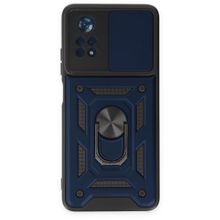 BSSM Xiaomi Poco X4 Pro 5G Pars Lens Yüzüklü Silikon Cep Telefonu KılıfıLacivert