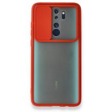 BSSM Xiaomi Redmi Note 8 Pro Palm Buzlu Kamera Sürgülü Silikon Kırmızı Kılıf