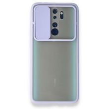 BSSM Xiaomi Redmi Note 8 Pro Palm Buzlu Kamera Sürgülü Silikon Lila Kılıf