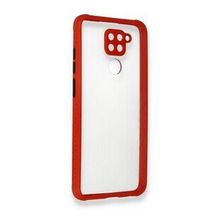 BSSM Xiaomi Redmi Note 9 Miami Şeffaf Silikon Kırmızı Kılıf