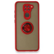 BSSM Xiaomi Redmi Note 9 Montreal Yüzüklü Silikon Kapak Kırmızı Kılıf