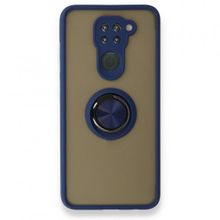 BSSM Xiaomi Redmi Note 9 Montreal Yüzüklü Silikon Kapak Lacivert Kılıf