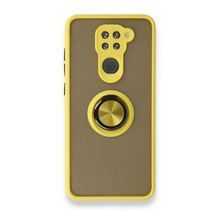 BSSM Xiaomi Redmi Note 9 Montreal Yüzüklü Silikon Kapak Sarı Kılıf
