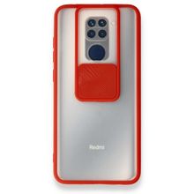BSSM Xiaomi Redmi Note 9 Palm Buzlu Kamera Sürgülü Silikon Kırmızı Kılıf