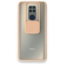 BSSM Xiaomi Redmi Note 9 Palm Buzlu Kamera Sürgülü Silikon Pembe Kılıf