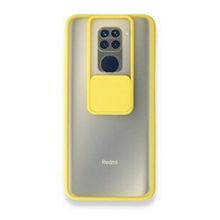 BSSM Xiaomi Redmi Note 9 Palm Buzlu Kamera Sürgülü Silikon Sarı Kılıf