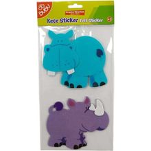 Bu-Bu STS011 3D Hayvanlar Keçe Hipopotam ve Gergedan Sticker