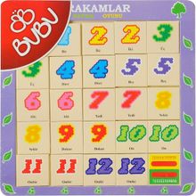 Bubu 30x30 Ahşap Hafıza Oyunu Sayılar Puzzle