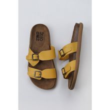 Bueno Shoes 01MU4725 Sarı Deri Erkek Düz Terlik