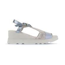 Bueno Shoes 01WA0505 Mavi Multi Deri Kadın Dolgu Topuklu Sandalet