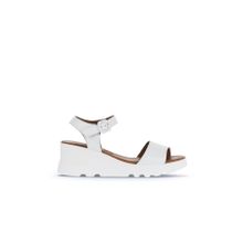 Bueno Shoes 01WA0507 Beyaz Deri Kadın Dolgu Topuklu Sandalet