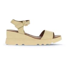 Bueno Shoes 01WA0507 Sarı Açık Deri Kadın Dolgu Topuklu Sandalet