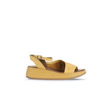 Bueno Shoes 01WA2402 Sarı Deri Kadın Dolgu Topuklu Sandalet