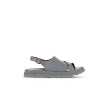 Bueno Shoes 01WA2605 Gri Deri Kadın Dolgu Topuklu Sandalet