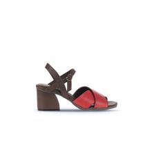 Bueno Shoes 01WA3500 Kırmızı Kahve Deri Kadın Topuklu Sandalet