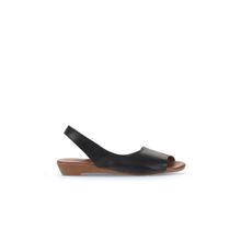 Bueno Shoes 01WA4400 Siyah Deri Kadın Düz Sandalet